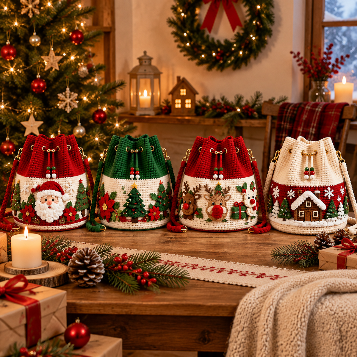 Handmade Christmas Crochet Bag